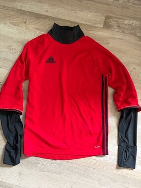 adidas Red and Black Layered Long Sleeve Training Top